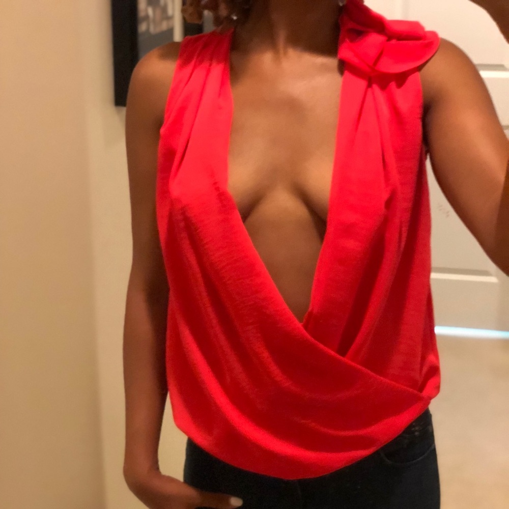 Rachel Roy Deep V Flower Top